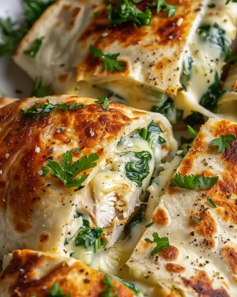 Savory Baked Cheese and Garlic Chicken Wraps with Fresh Herbs