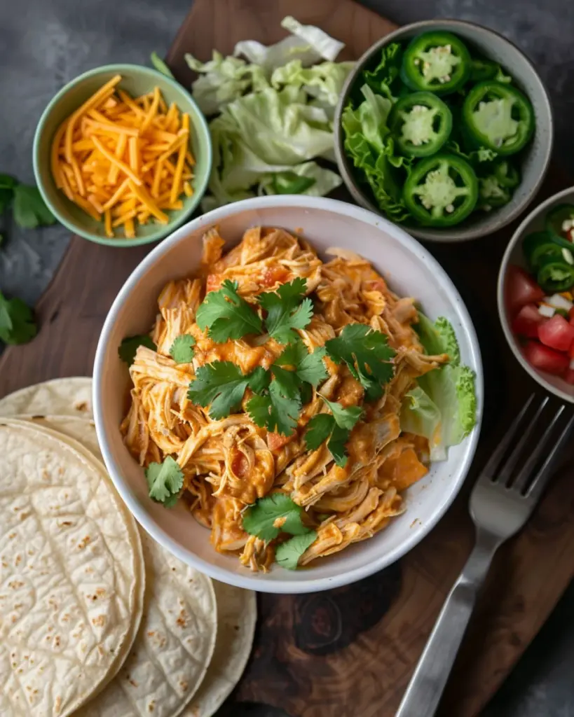 Slow Cooker Queso Chicken Tacos