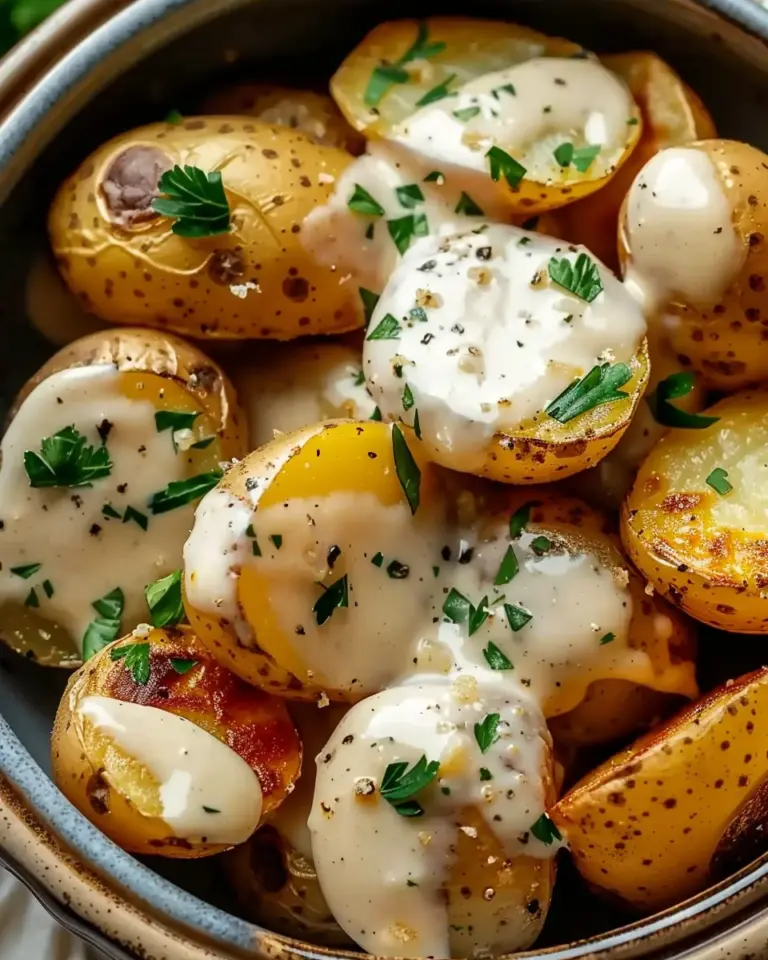Creamy Garlic Sauce Baby Potatoes