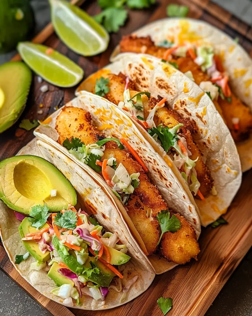 Crispy Fish Tacos with Cilantro Lime Slaw