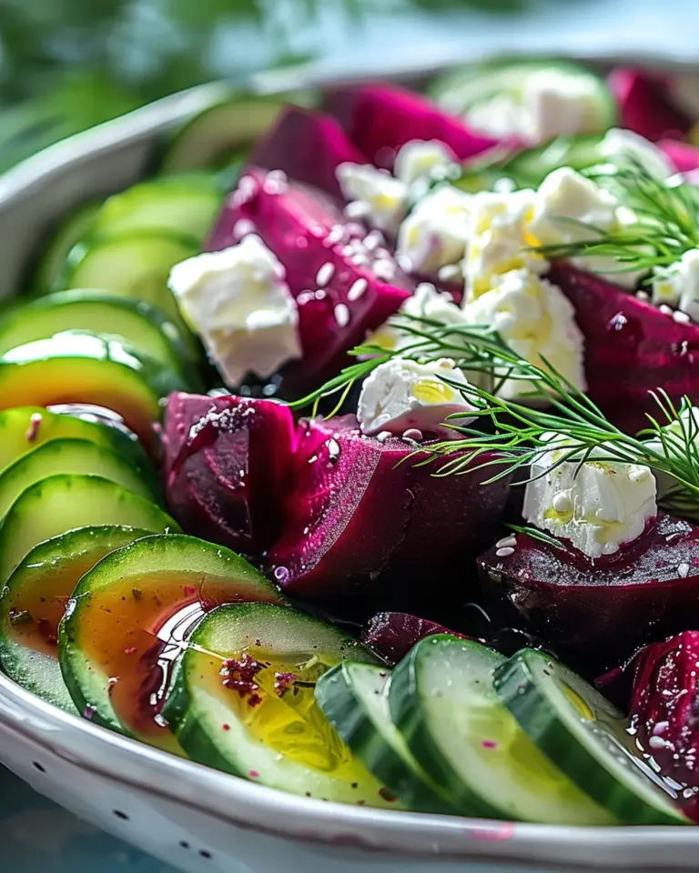 Beet Salad with Feta, Cucumbers, and Dill