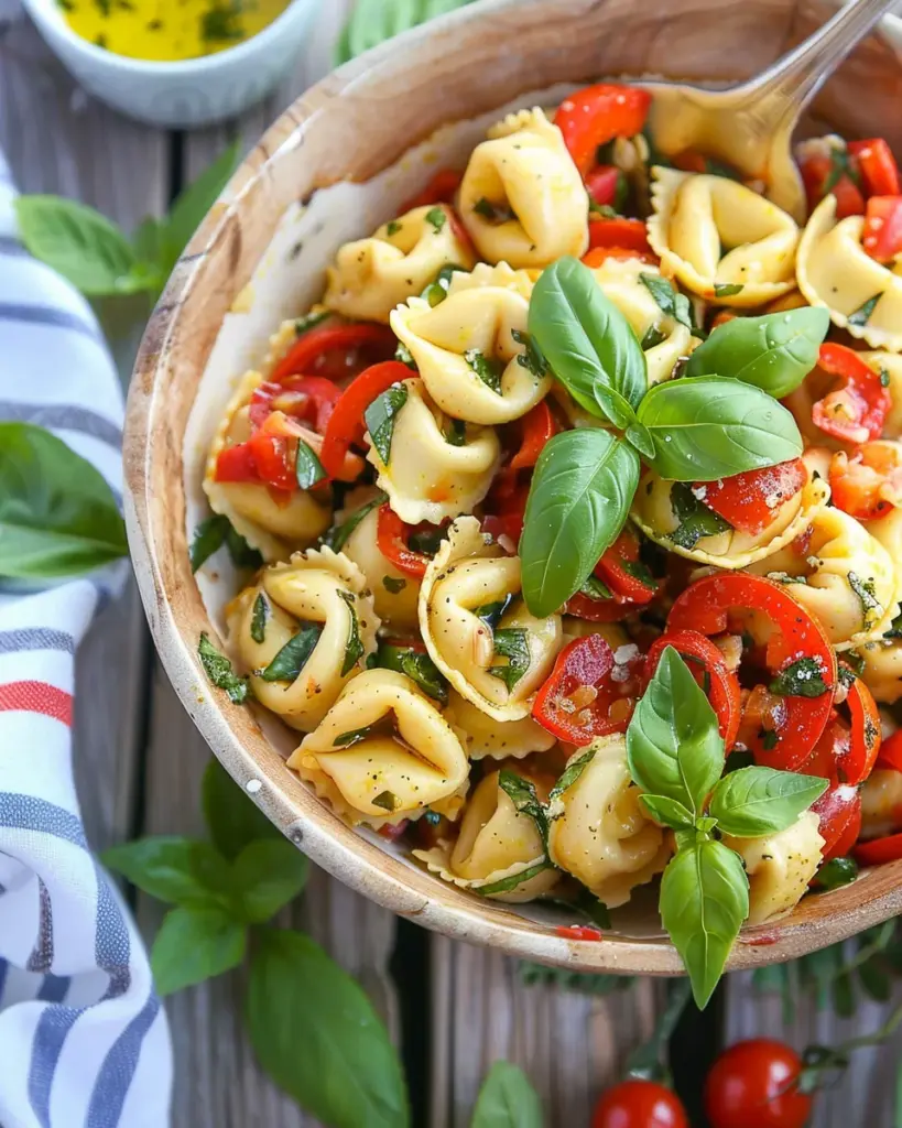 Roasted Red Pepper and Parmesan Tortellini Salad