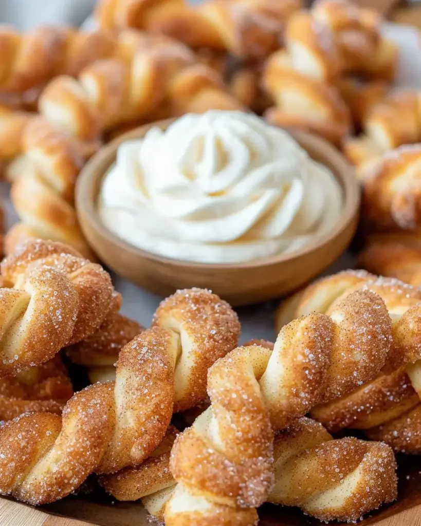 Air Fryer Cinnamon Sugar Twists With Cream Cheese Dip