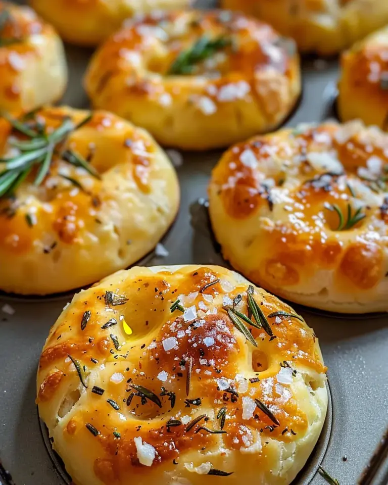 Golden Crust Garlic Rosemary Focaccia Muffins