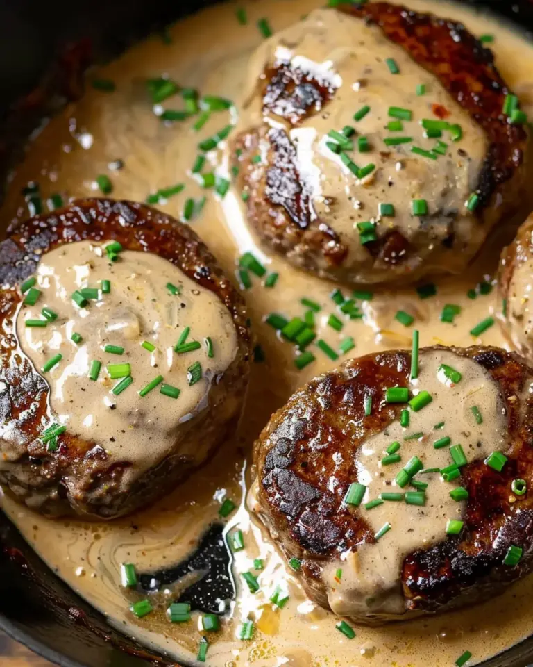 Hamburger Steaks with Creamy Whiskey Sauce