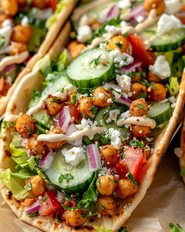 Mediterranean Chickpea Pita Tacos
