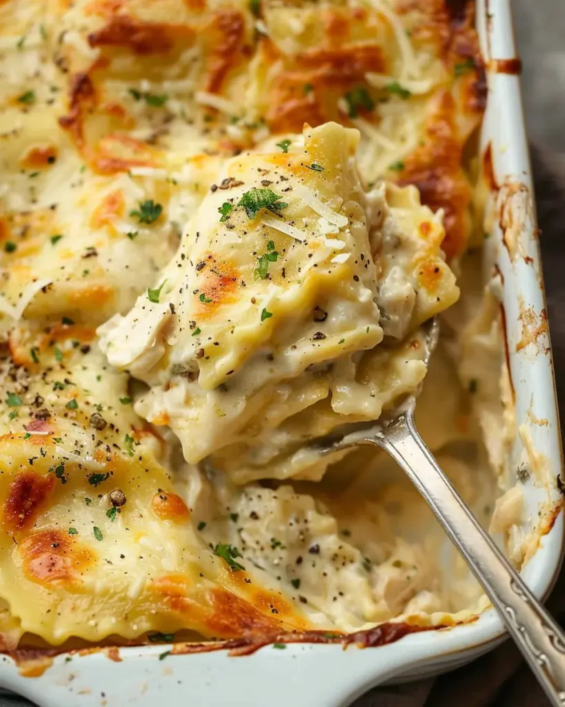 Alfredo Ravioli Casserole