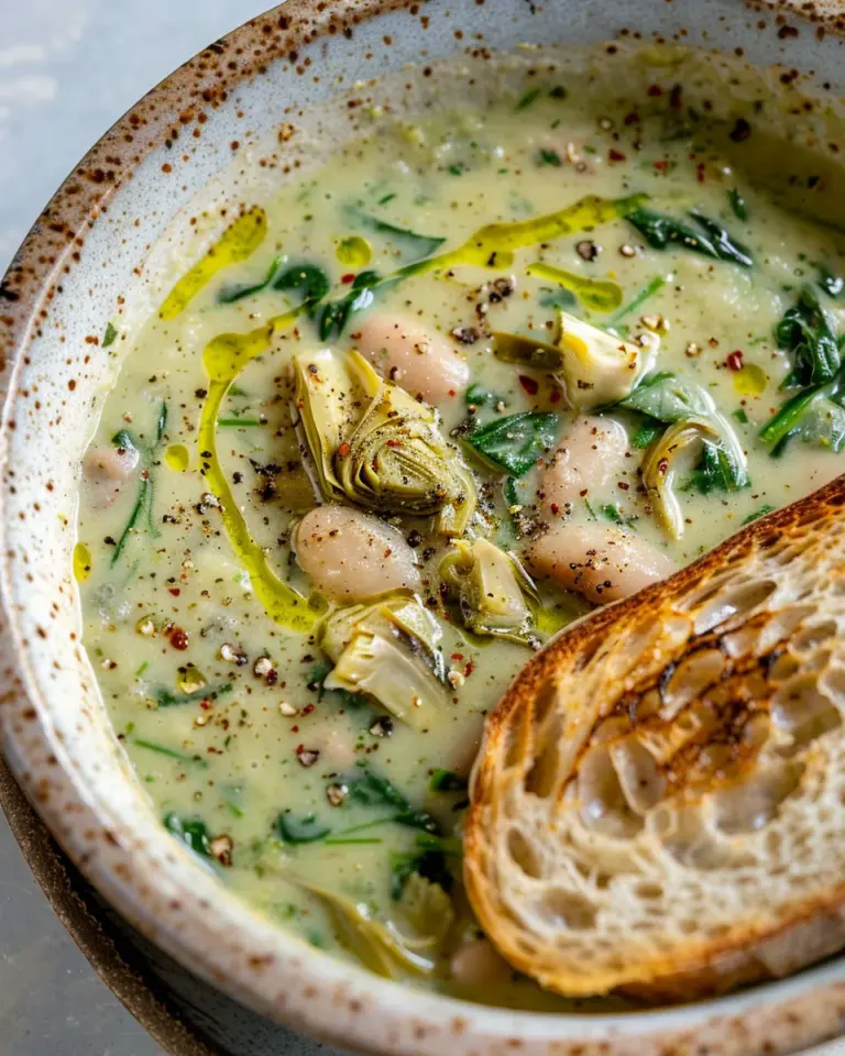 Spinach Artichoke White Bean Soup