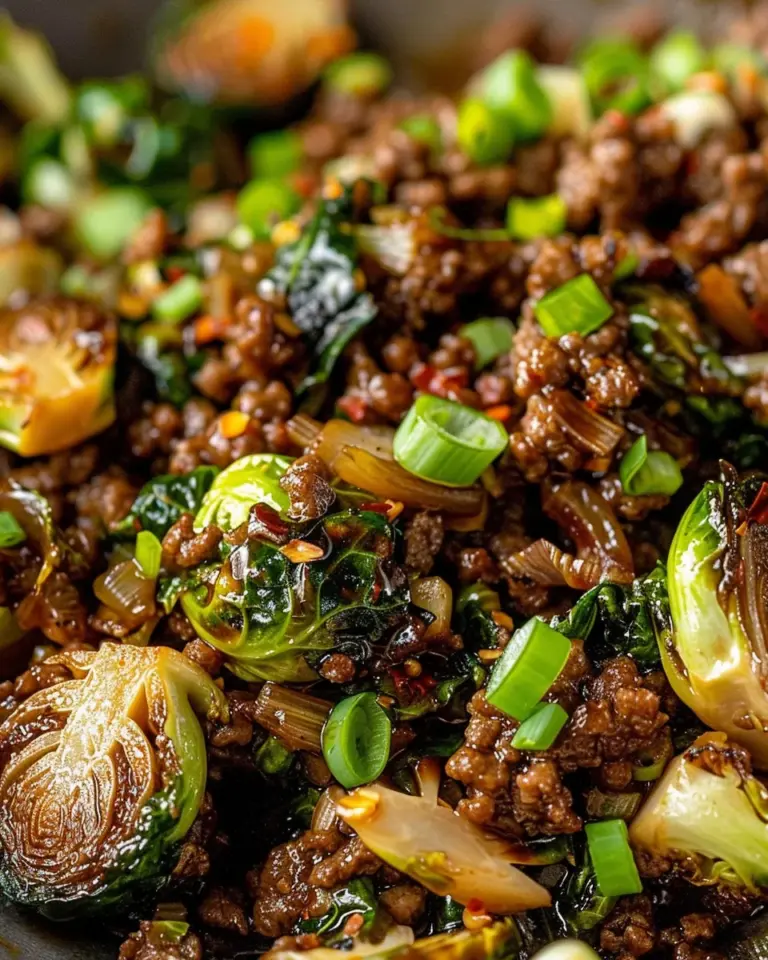 Ground Beef and Brussels Sprouts