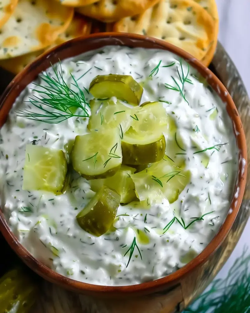 Creamy Dill Pickle Cottage Cheese Dip