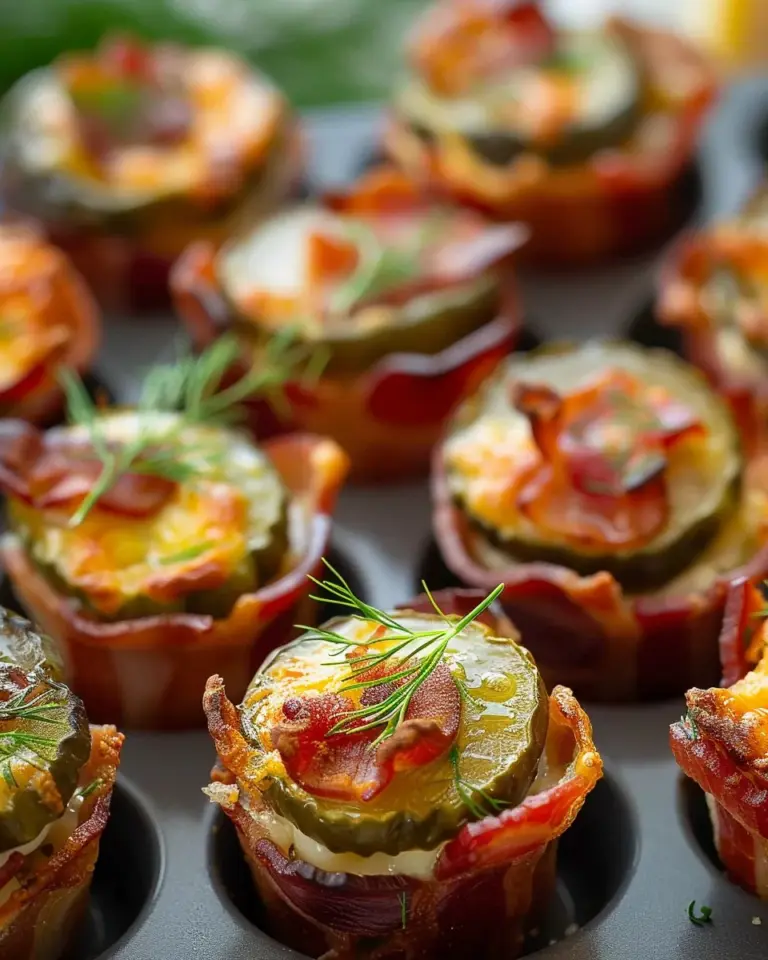 Tasty Cheese Dill Pickle Bacon Shots