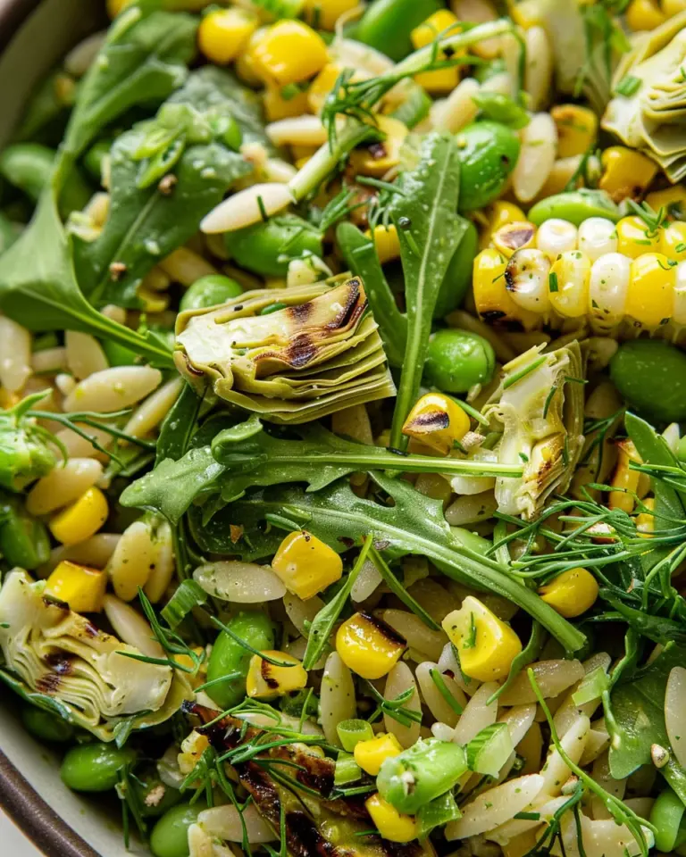 Grilled Corn Orzo Salad with Scallion Dill Dressing