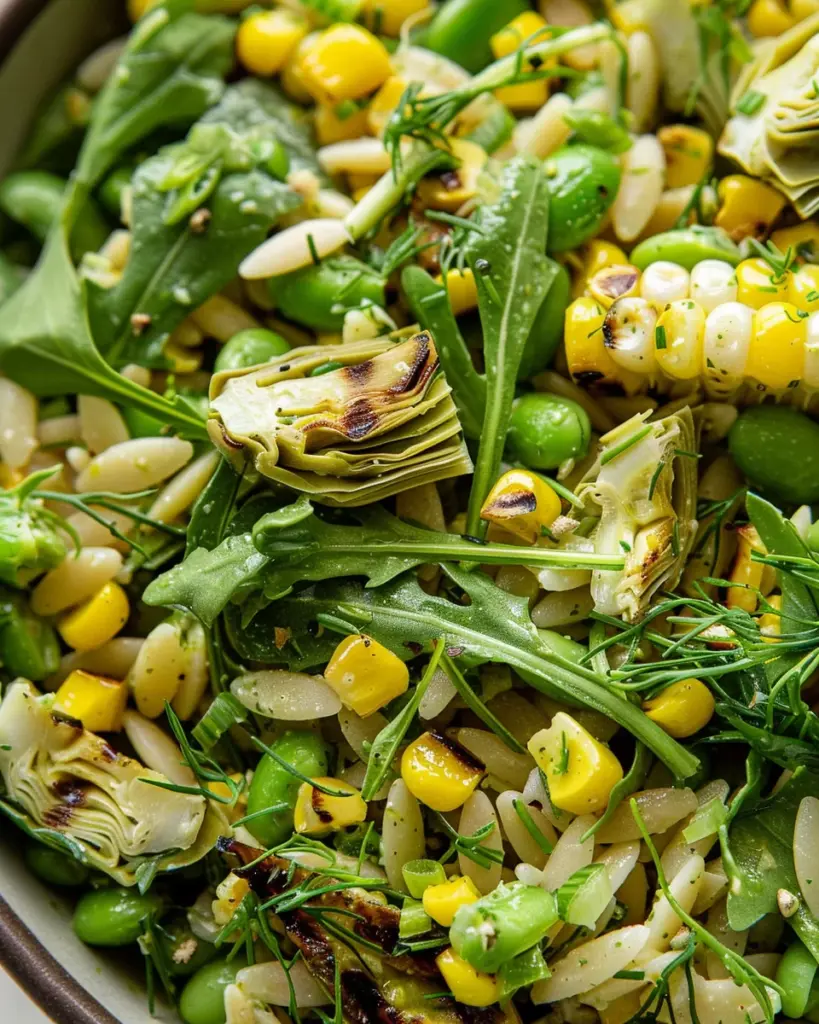 Grilled Corn Orzo Salad with Scallion Dill Dressing