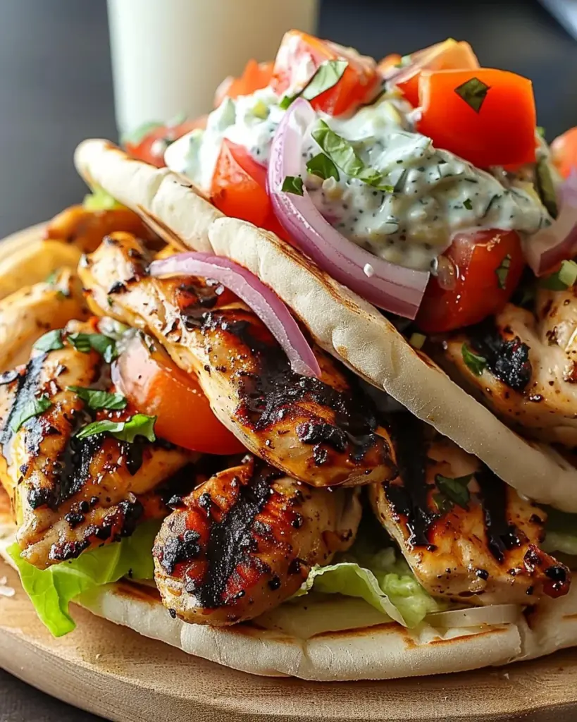 Greek Chicken Gyros with Lemon-Herb Marinade and Tzatziki 4 1 2 168