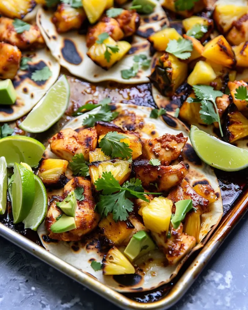 One Pan Chicken & Pineapple Tacos