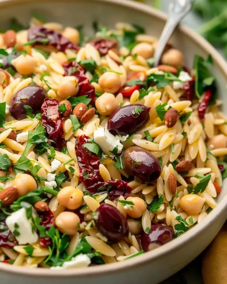 Simple Mediterranean Chickpea and Orzo Salad