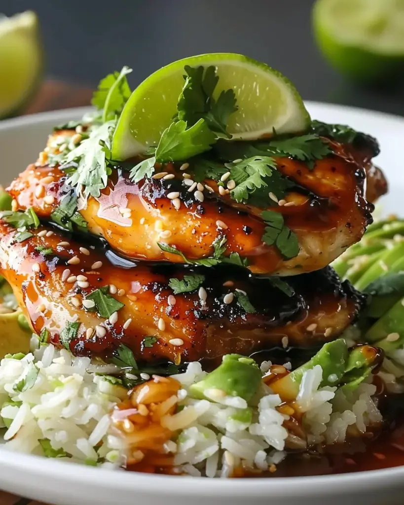 Tangy Honey Lime Chicken & Avocado Rice Stack That Delights