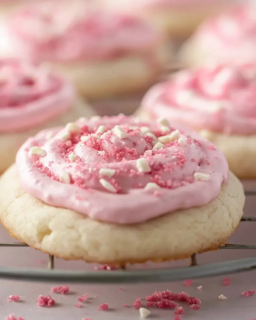 Copycat Crumbl Pink Velvet Cookies with a Cake Mix