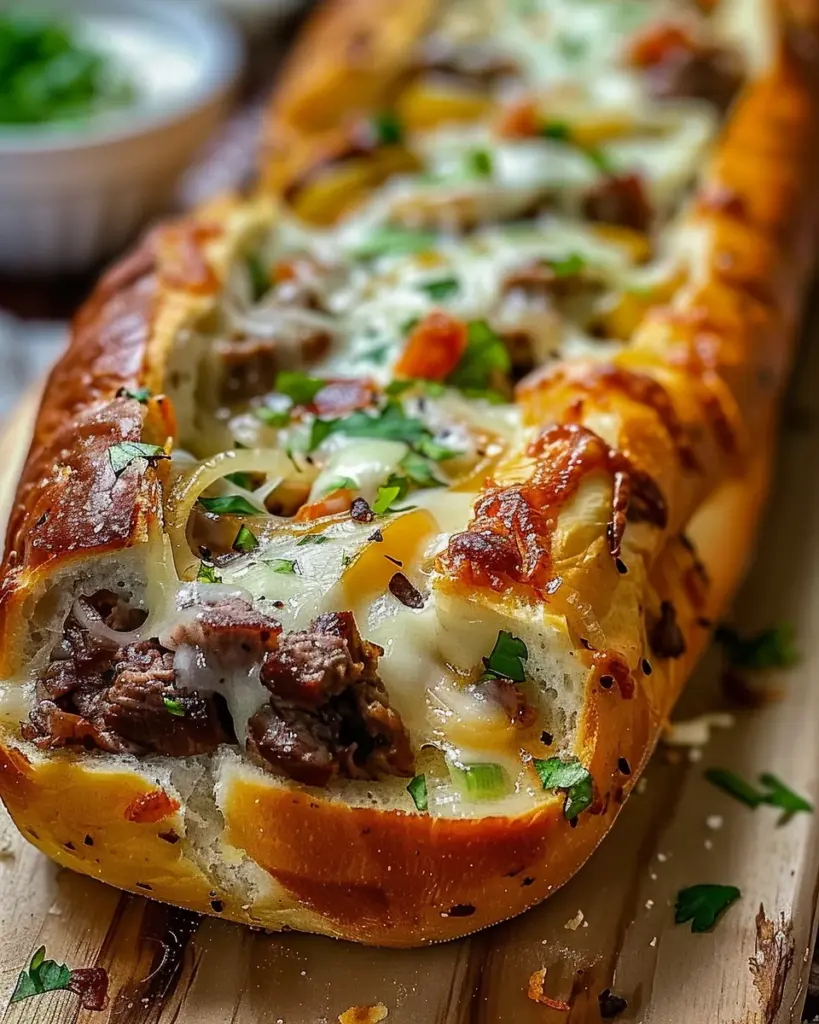 Cheesesteak-Stuffed Garlic Bread Loaf: Comfort Food Bliss