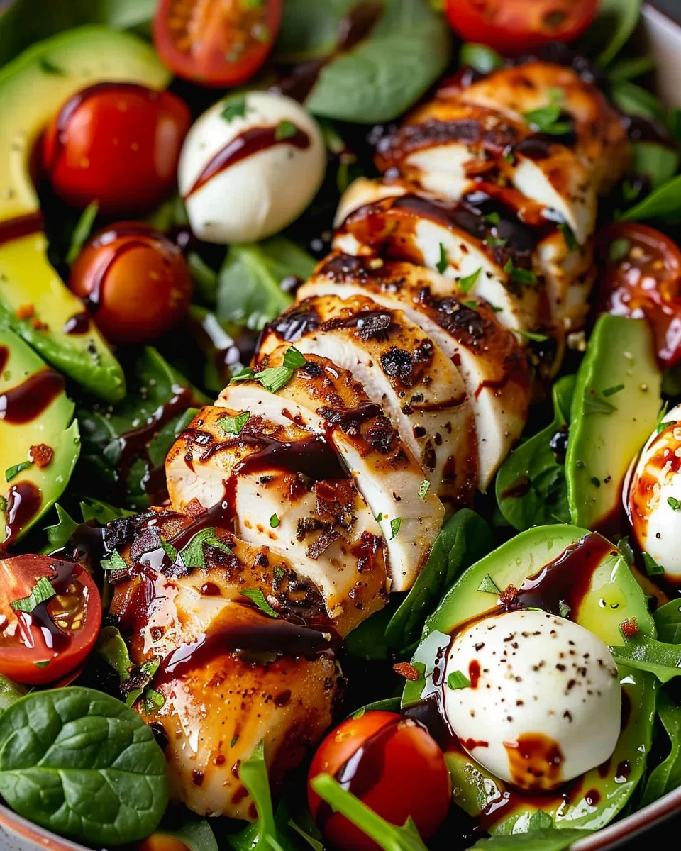 Baked Marinated Chicken Salad with Mozzarella and Balsamic Vinaigrette