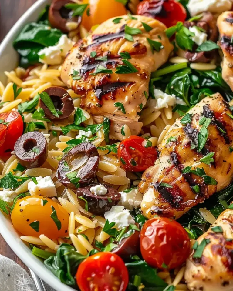 High Protein Mediterranean Chicken Orzo