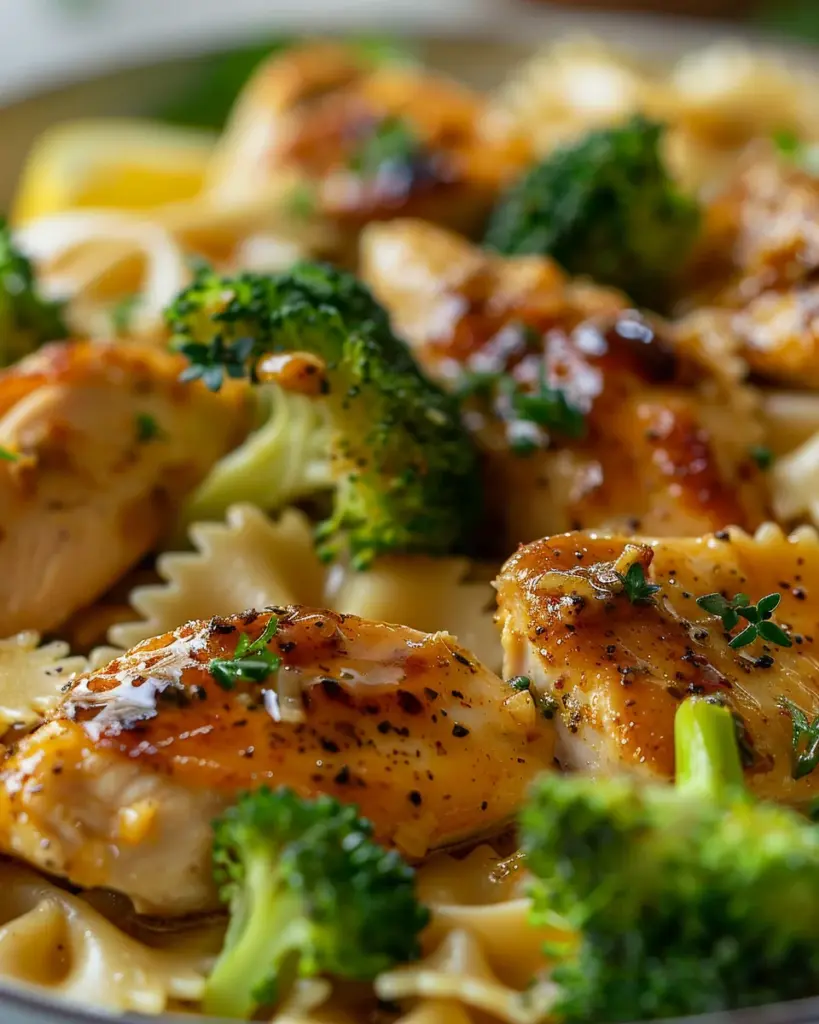 Cowboy Butter Lemon Bowtie Chicken with Broccoli