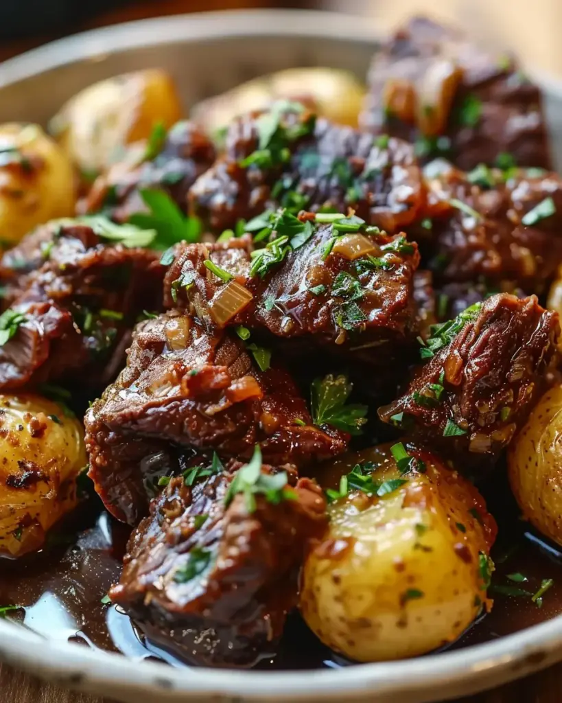 Slow Cooker Garlic Butter Beef with Potatoes