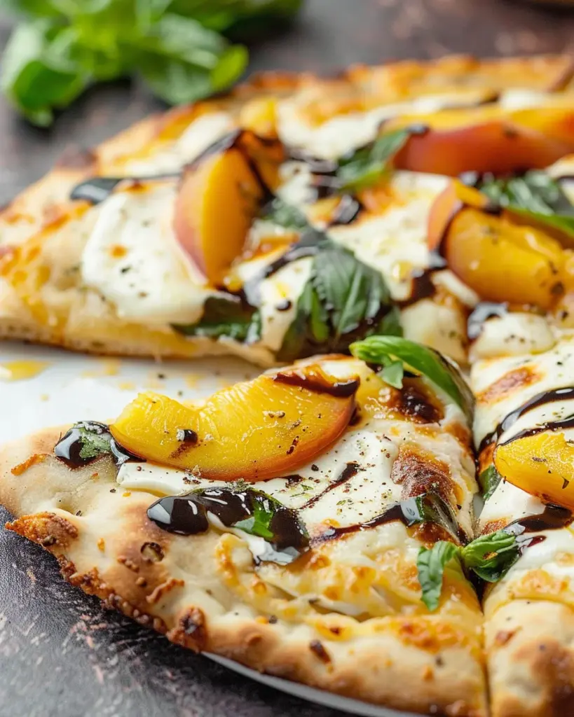 Easy Peach & Basil Naan Bread Pizza