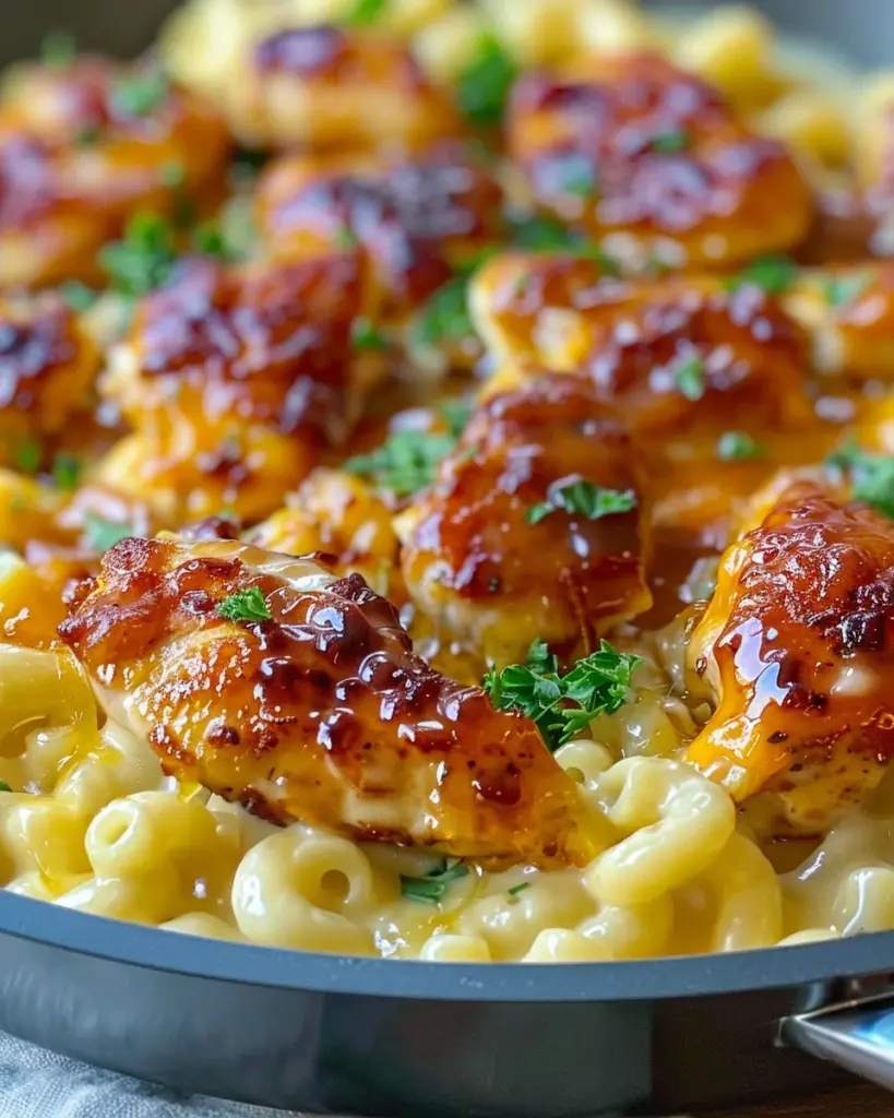 Honey Garlic Butter Chicken Mac and Cheese