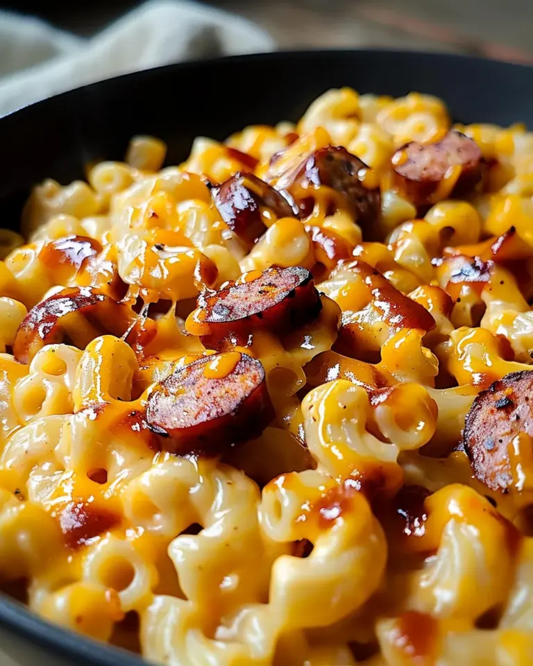 Spicy BBQ Cheddar Mac with Smoked Sausage